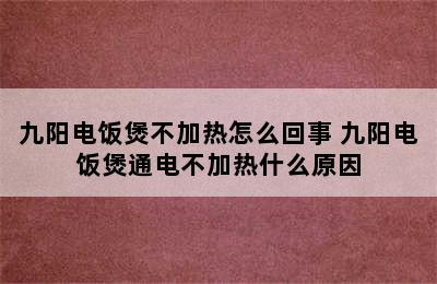 九阳电饭煲不加热怎么回事 九阳电饭煲通电不加热什么原因